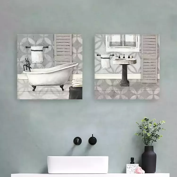 Gray Bath and Sink Canvas Art Prints, Set of 2>Kirklands Home Online