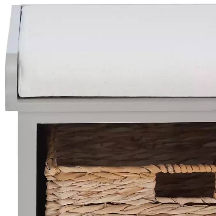 gray_bench_with_woven_storage_baskets_3.webp Bench with Woven Storage Baskets>Kirklands Home Cheap