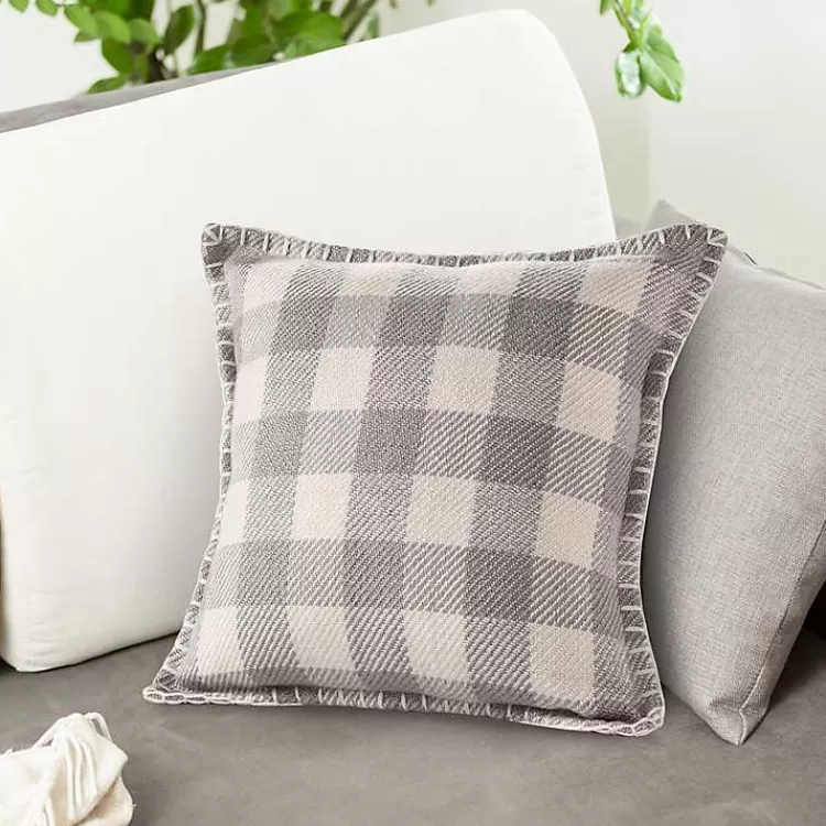 gray_buffalo_check_stitched_outdoor_throw_pillow_2.webp Gray Buffalo Check Stitched Outdoor Throw Pillow>Kirklands Home Outlet