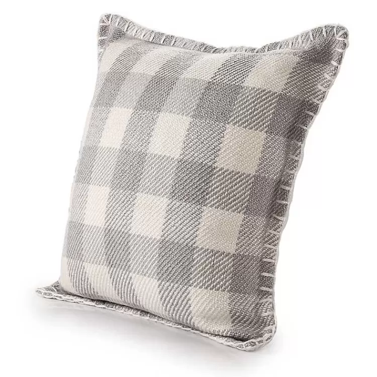 gray_buffalo_check_stitched_outdoor_throw_pillow_7.webp Gray Buffalo Check Stitched Outdoor Throw Pillow>Kirklands Home Outlet