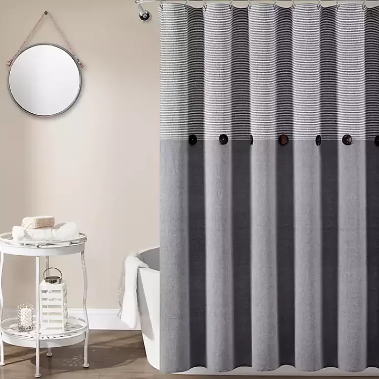 Button and Stripe Shower Curtain>Kirklands Home Cheap