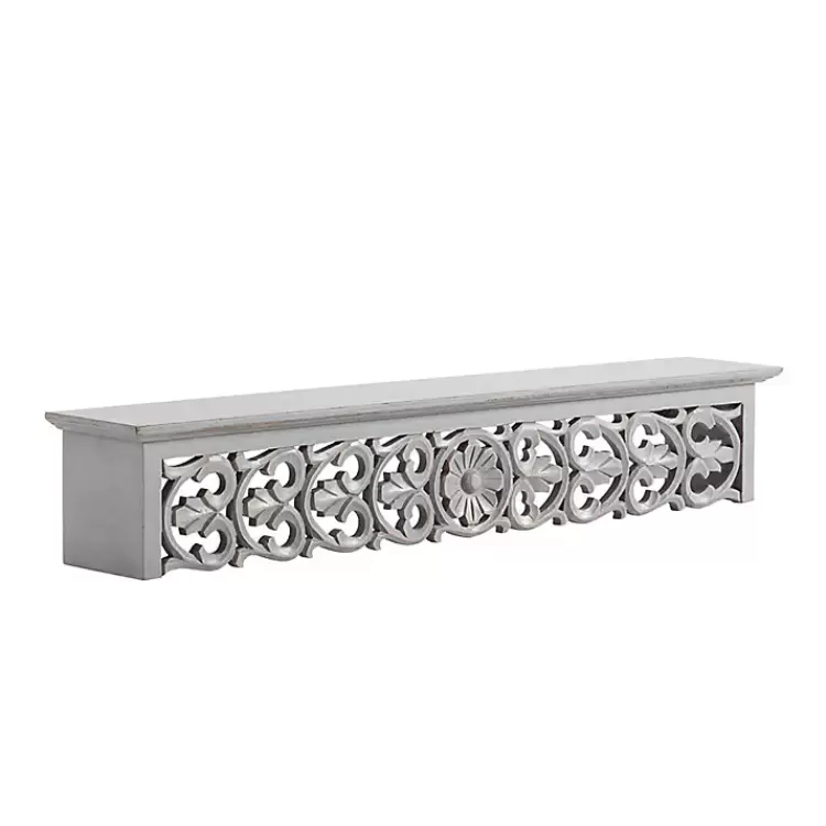 Gray Carved Floral Decorative Wall Shelf>Kirklands Home Outlet