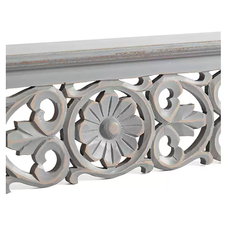 Gray Carved Floral Decorative Wall Shelf>Kirklands Home Outlet