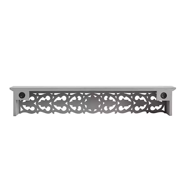 Gray Carved Floral Decorative Wall Shelf>Kirklands Home Outlet