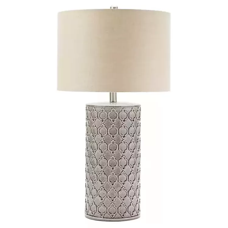 Ceramic Embossed Geometric Table Lamp>Kirklands Home Fashion