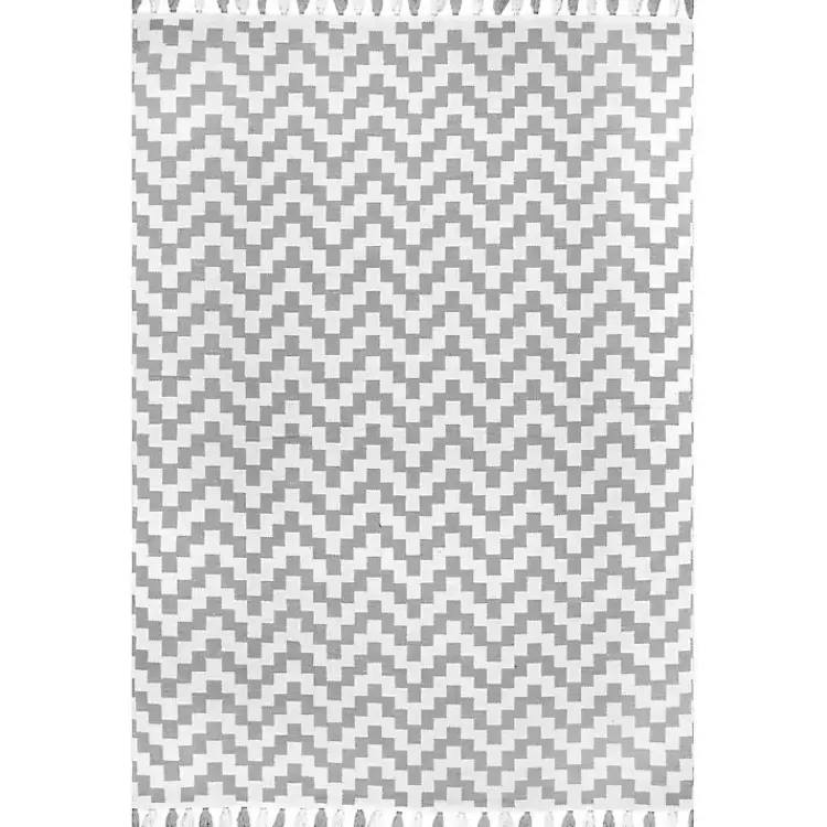 Gray Chevron Cotton Tassel Area Rug, 8x10>Kirklands Home Cheap