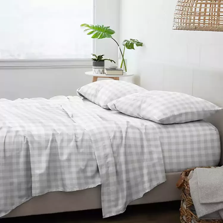 Gray Country Plaid 4-pc. California King Sheet Set>Kirklands Home Cheap