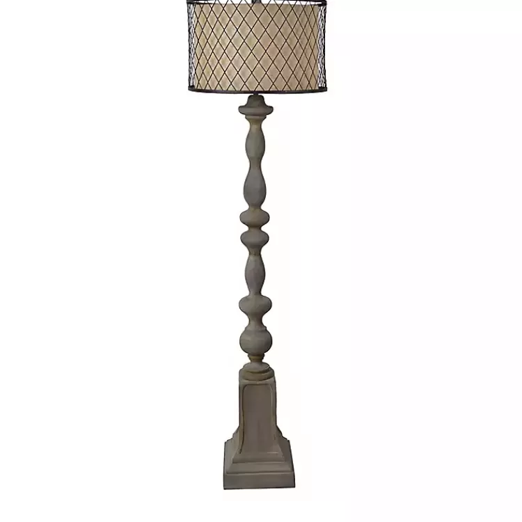 Gray Distressed Metal Encased Shade Floor Lamp>Kirklands Home Hot