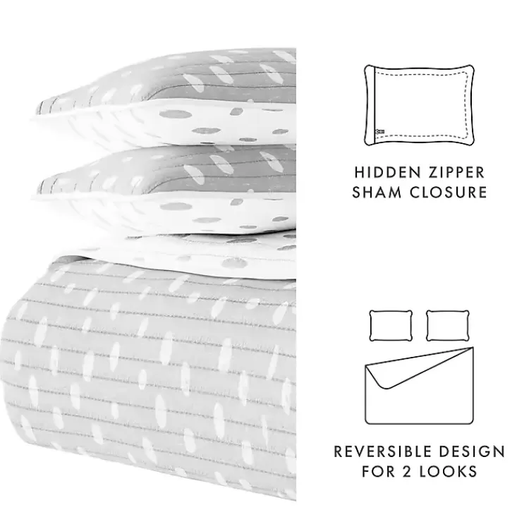 gray_dotted_reversible_pc_queen_quilt_set_7.webp Gray Dotted Reversible 3-pc. Queen Quilt Set>Kirklands Home Fashion