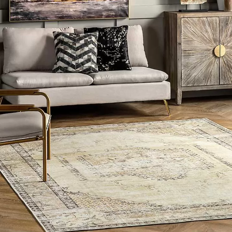 Gray Faded Medallion Washable Area Rug, 4x6>Kirklands Home Cheap