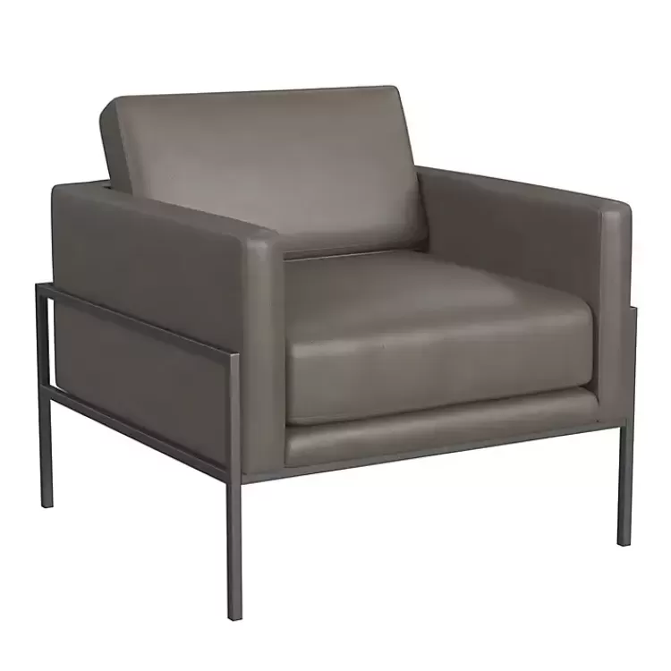 Faux Leather Black Metal Accent Chair>Kirklands Home Store