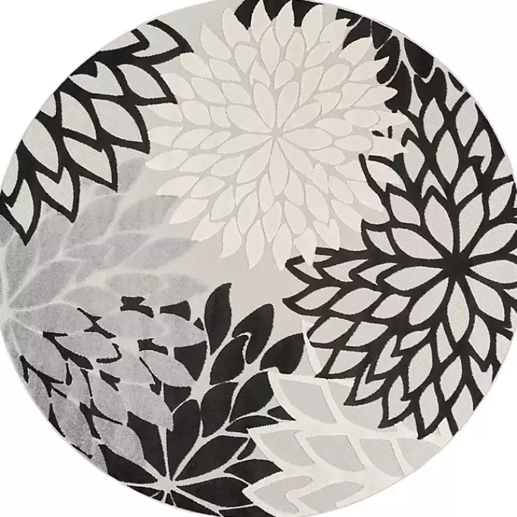 Gray Floral Burst Round Outdoor Area Rug>Kirklands Home Best