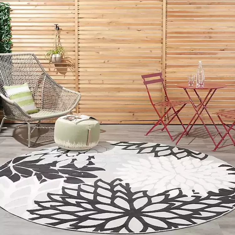 gray_floral_burst_round_outdoor_area_rug_5.webp Gray Floral Burst Round Outdoor Area Rug>Kirklands Home Best