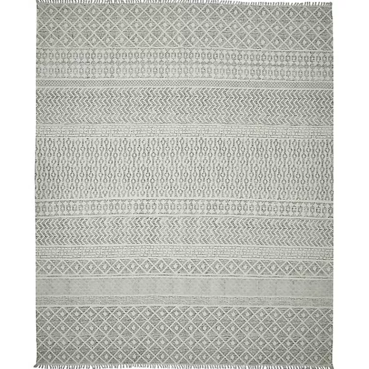 Gray Geo Stripes Tassel Fringe Area Rug, 5x7>Kirklands Home Online