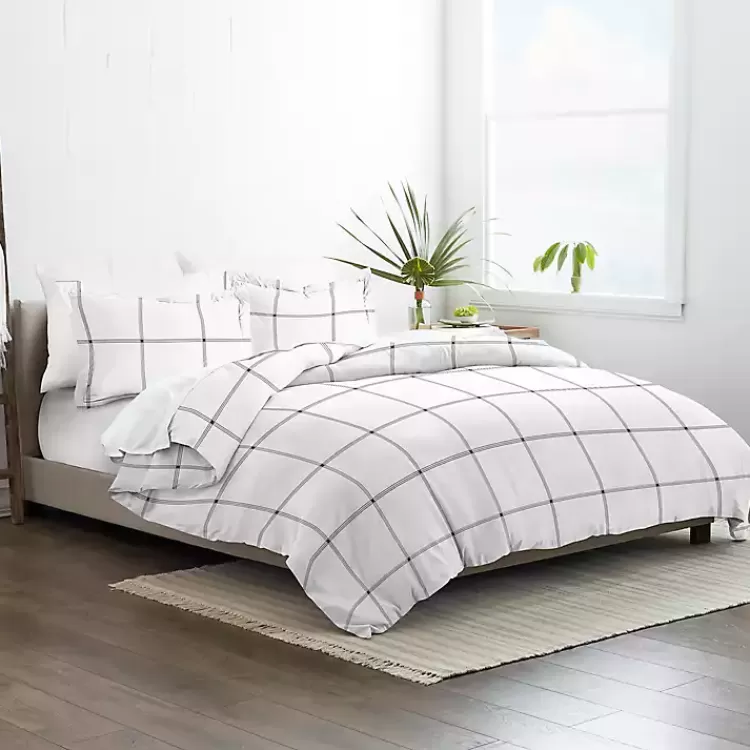 Gray Grid Plaid 2-pc. Micro Twin Duvet Cover Set>Kirklands Home Flash Sale