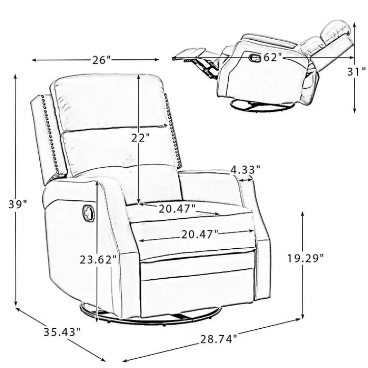 gray_leather_swivel_rocker_recliner_9.webp Leather Swivel Rocker Recliner>Kirklands Home Fashion