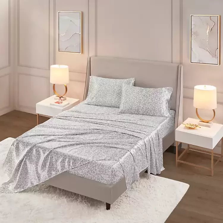 gray_leopard_print_satin_pc_queen_sheet_set_2.webp Gray Leopard Print Satin 4-pc. Queen Sheet Set>Kirklands Home Hot