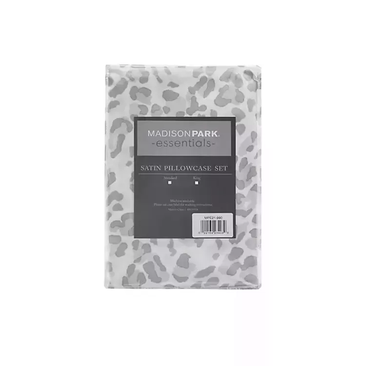 Gray Leopard Satin Standard 2-pc. Pillow Case Set>Kirklands Home Online