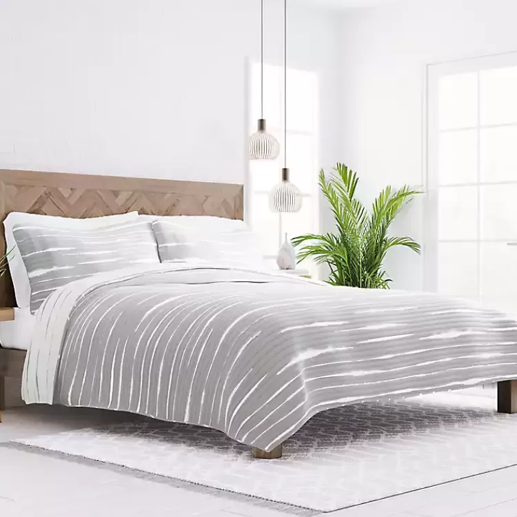 Gray Linear Reversible 3-pc. King Quilt Set>Kirklands Home Cheap