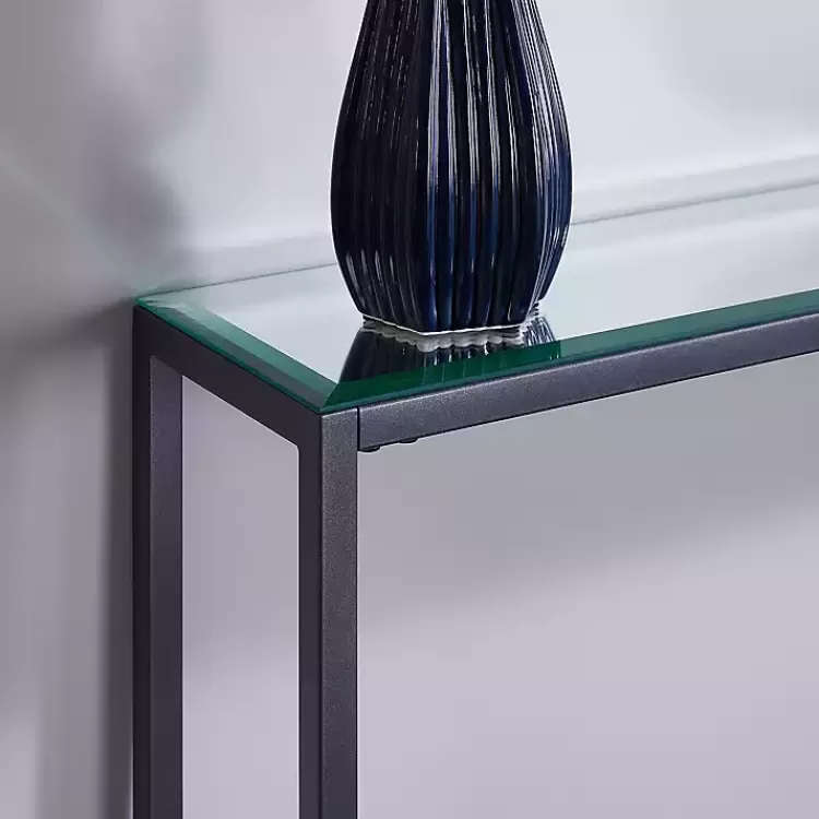 gray_metal_mirrored_top_slim_console_table_3.webp Metal Mirrored Top Slim Console Table>Kirklands Home Fashion
