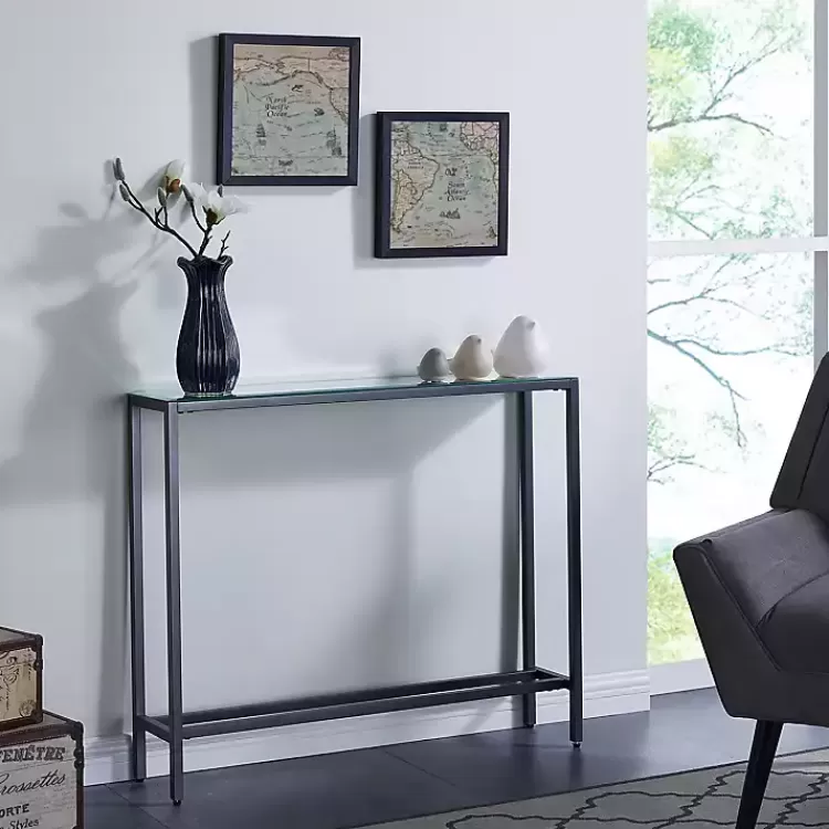 gray_metal_mirrored_top_slim_console_table_5.webp Metal Mirrored Top Slim Console Table>Kirklands Home Fashion