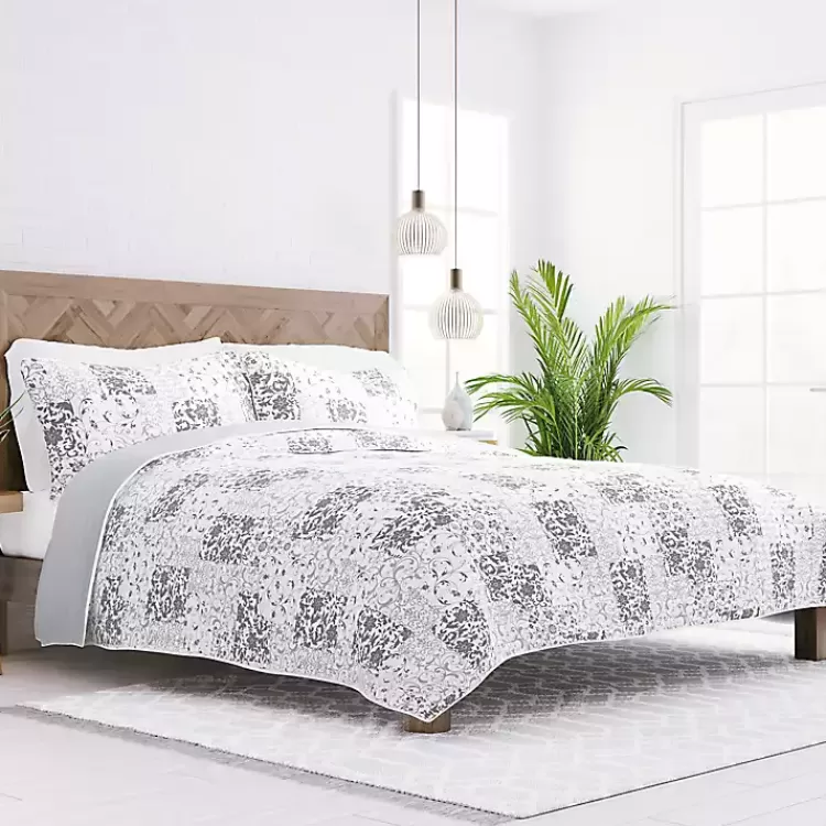 Gray Patchwork Reversible 2-pc. Twin Quilt Set>Kirklands Home Best Sale
