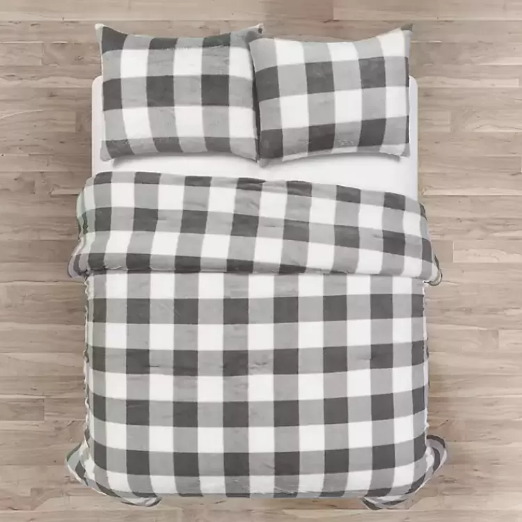 Gray Plaid Faux Fur 3-pc. King Comforter Set>Kirklands Home Hot
