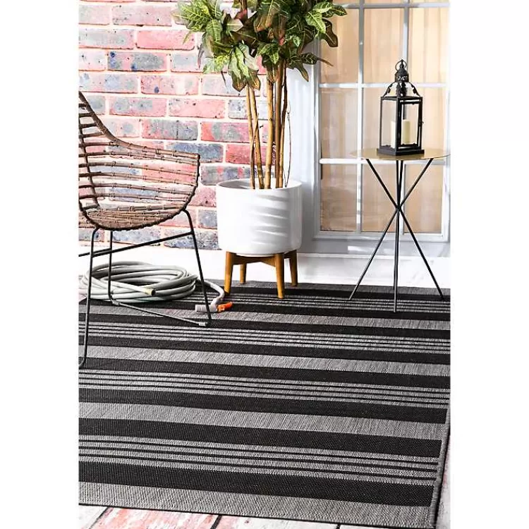 Gray Robin Stripe Outdoor Rug, 5x8>Kirklands Home Discount
