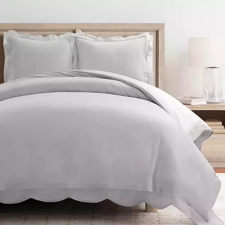 Gray Scallop Edge 3-pc. Full/Queen Duvet Cover Set>Kirklands Home Outlet