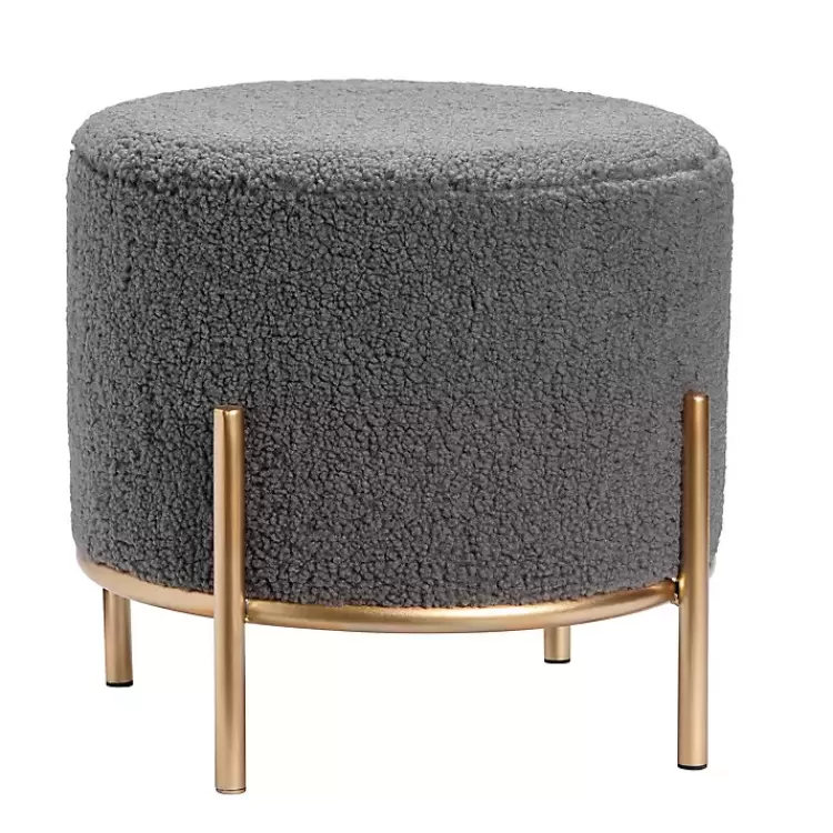 Sherpa Upholstered Round Ottoman>Kirklands Home Cheap