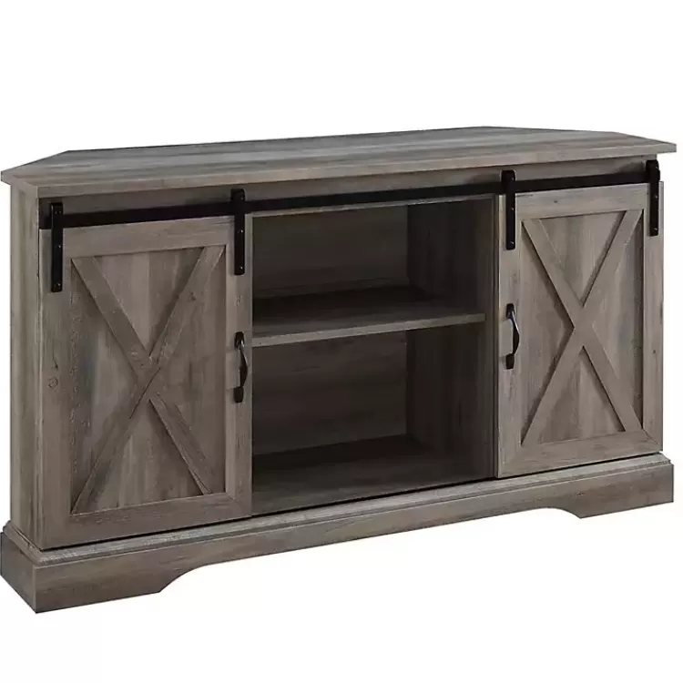 Sliding Barn Doors Corner TV Stand>Kirklands Home Best