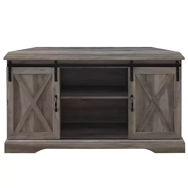 Sliding Barn Doors Corner TV Stand>Kirklands Home Best