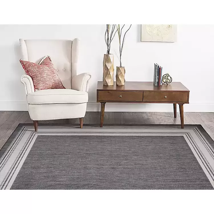 gray_striped_border_outdoor_area_rug_x_8.webp Gray Striped Border Outdoor Area Rug, 7x9>Kirklands Home Discount