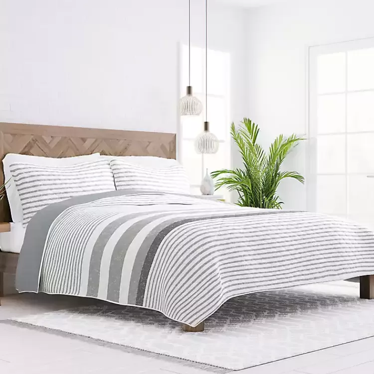 Gray Striped Reversible 2-pc. Twin Quilt Set>Kirklands Home Cheap