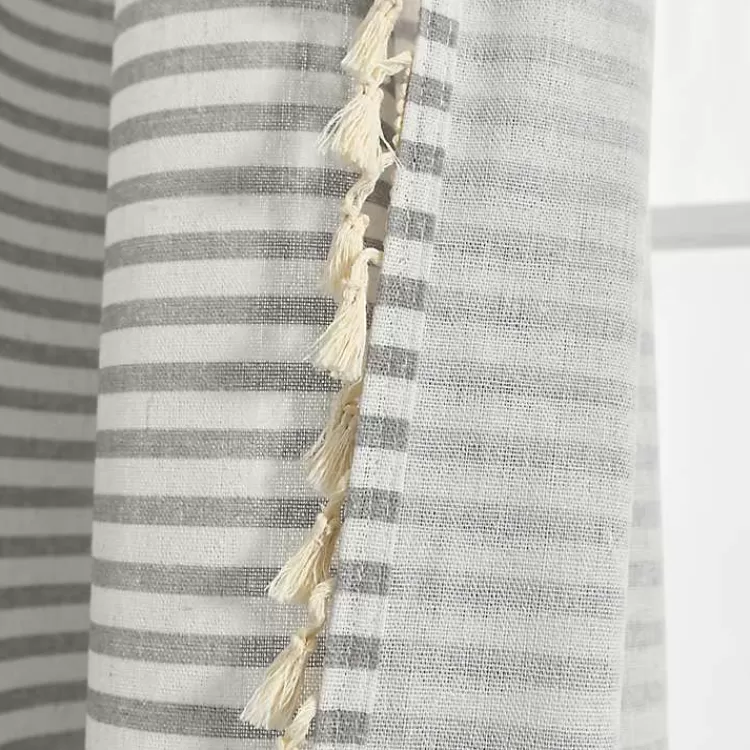 gray_striped_tassel_curtain_panel_set__in_5.webp Gray Striped Tassel Curtain Panel Set, 84 in.>Kirklands Home Clearance