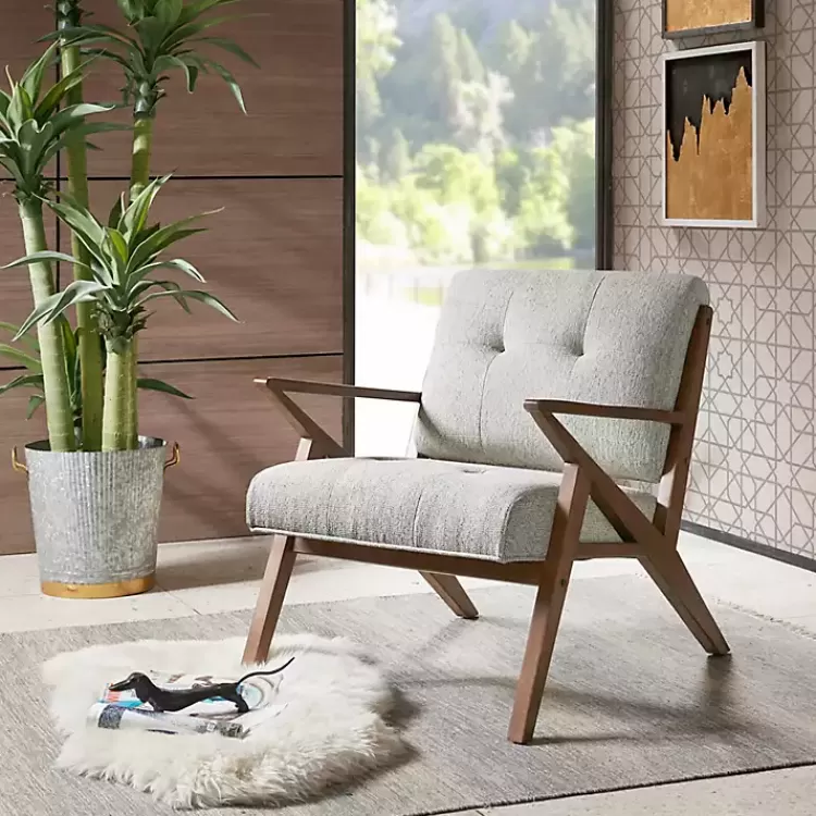 Tufted Pecan Wood Mid-Century Modern Armchair>Kirklands Home Cheap