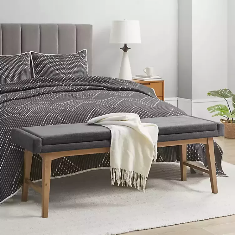 Upholstered and Wood Legs Bench>Kirklands Home Online