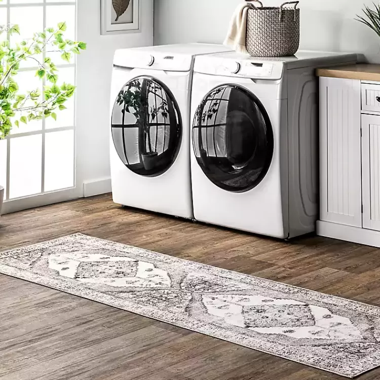 Gray Vintage Medallion Washable Runner>Kirklands Home Cheap
