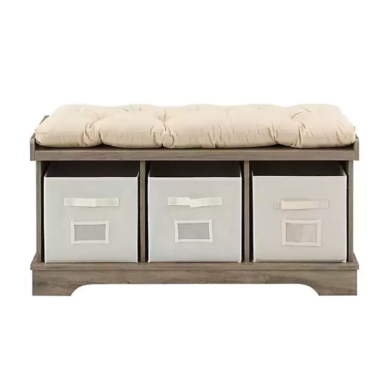 Gray Wash Entryway Bench and Storage Bins>Kirklands Home Hot