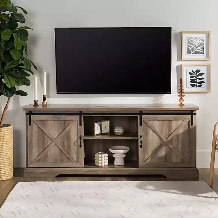 Wash Sliding Barn Door TV Stand>Kirklands Home Discount