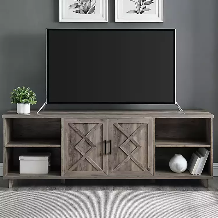 wash Wood Helix Open Shelf TV Stand>Kirklands Home Flash Sale