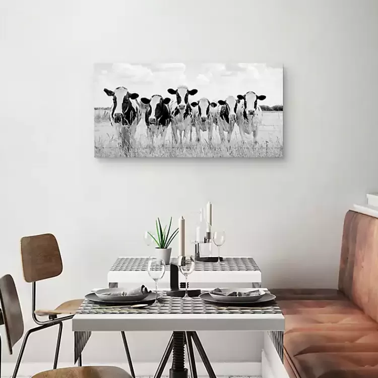 Grazing Cow Monochrome Canvas Art Print, 35x17 in.>Kirklands Home Online