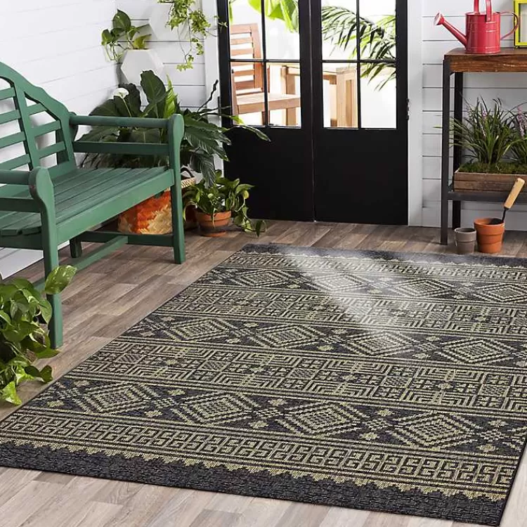 Greek Key Sun Shower Outdoor Area Rug, 5x8>Kirklands Home Sale