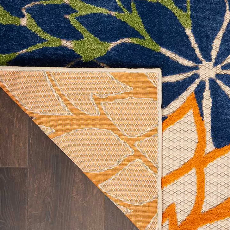 Green and Blue Floral Burst Outdoor Area Rug, 6x9>Kirklands Home Outlet