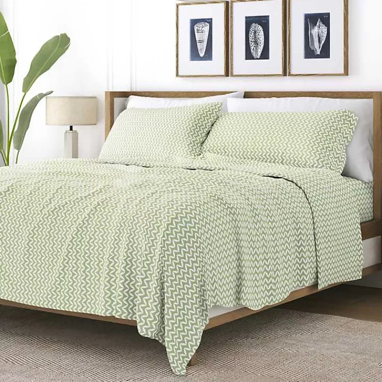 Green and White Chevron 3-pc. Twin Sheet Set>Kirklands Home Shop