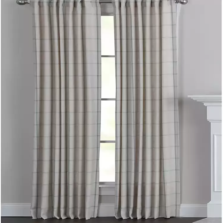 Green Checkered Single Curtain Panel, 84 in.>Kirklands Home Cheap