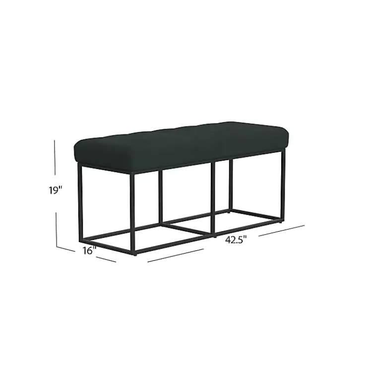 green_faux_suede_upholstered_metal_frame_bench_3.webp Faux Suede Upholstered Metal Frame Bench>Kirklands Home Shop