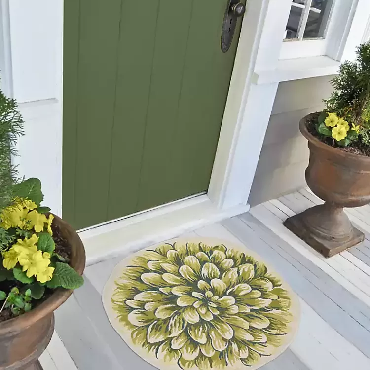 green_round_floral_bloom_indooroutdoor_rug_x_5.webp Round Floral Bloom Indoor/Outdoor Rug, 3x3>Kirklands Home Hot