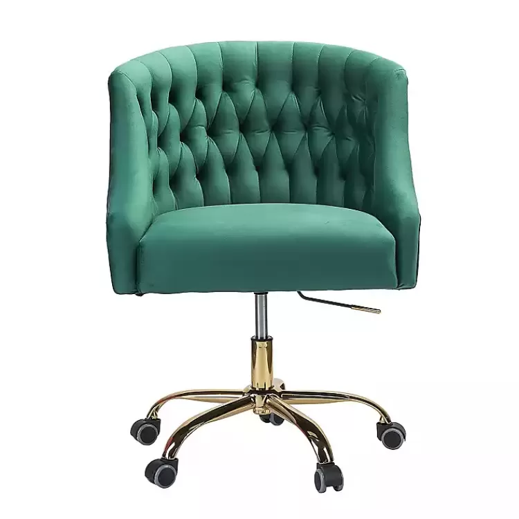 Velvet Tufted Golden Leg Swivel Office Chair>Kirklands Home New