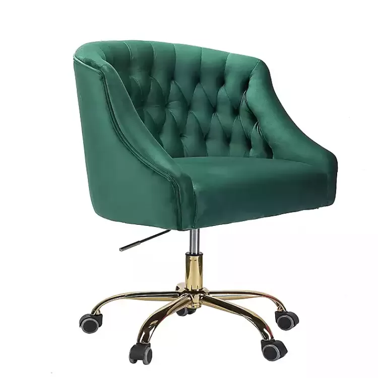 Velvet Tufted Golden Leg Swivel Office Chair>Kirklands Home New